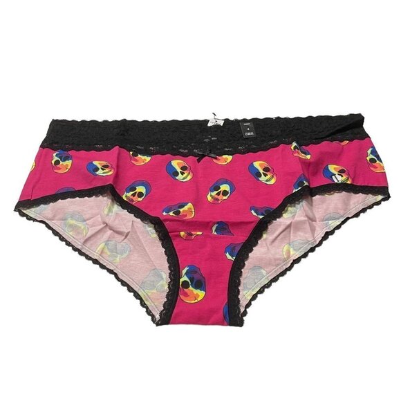 Torrid Womens NWT Pink Black Rainbow Skull Cotton Mid-Rise Cheeky Panty 4X - Picture 2 of 7